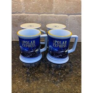 Christmas Polar Express Hot Cocoa Coffee Tea Mugs (4) - 12 Ounces - NEW